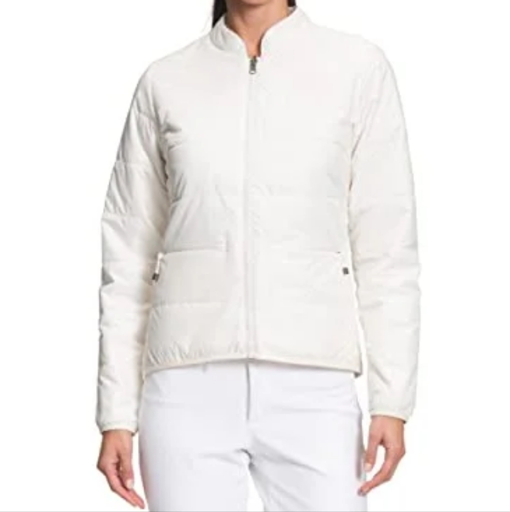 The North Face Full Zip Quilted Down Jacket in White Mandarin Size S